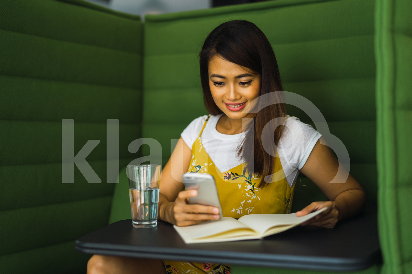 Asian woman working
