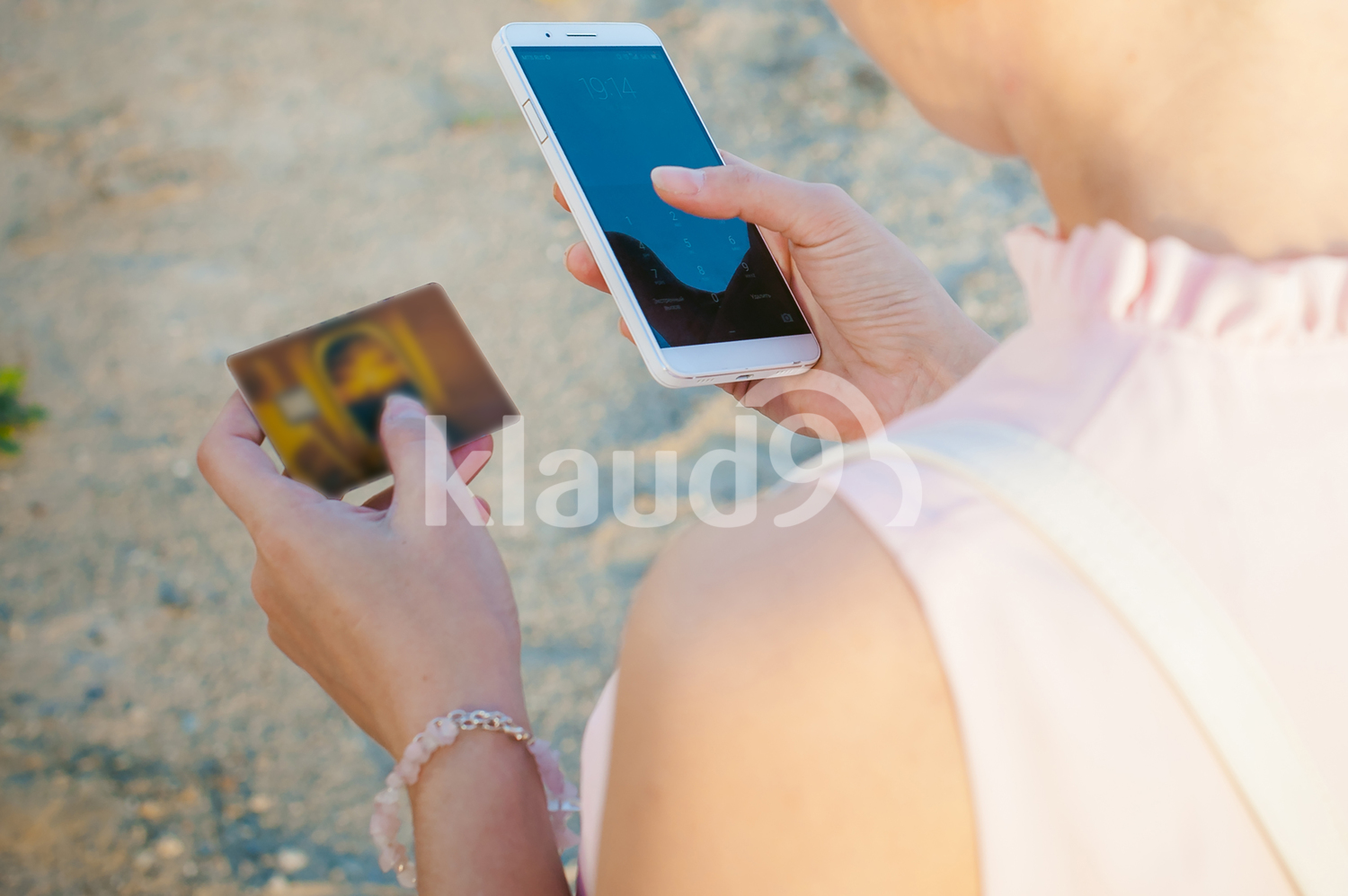 Close up of lady making online payments