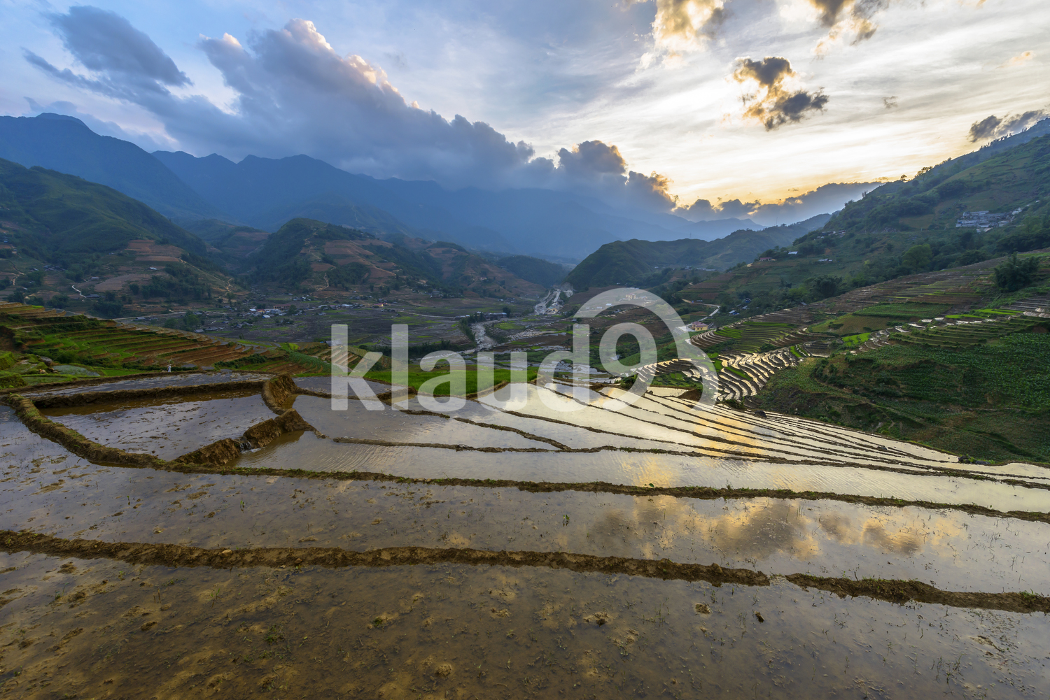 Wet rice terraces in rainy season sapa District, Lao Cai Province, Northwest Vietnam.