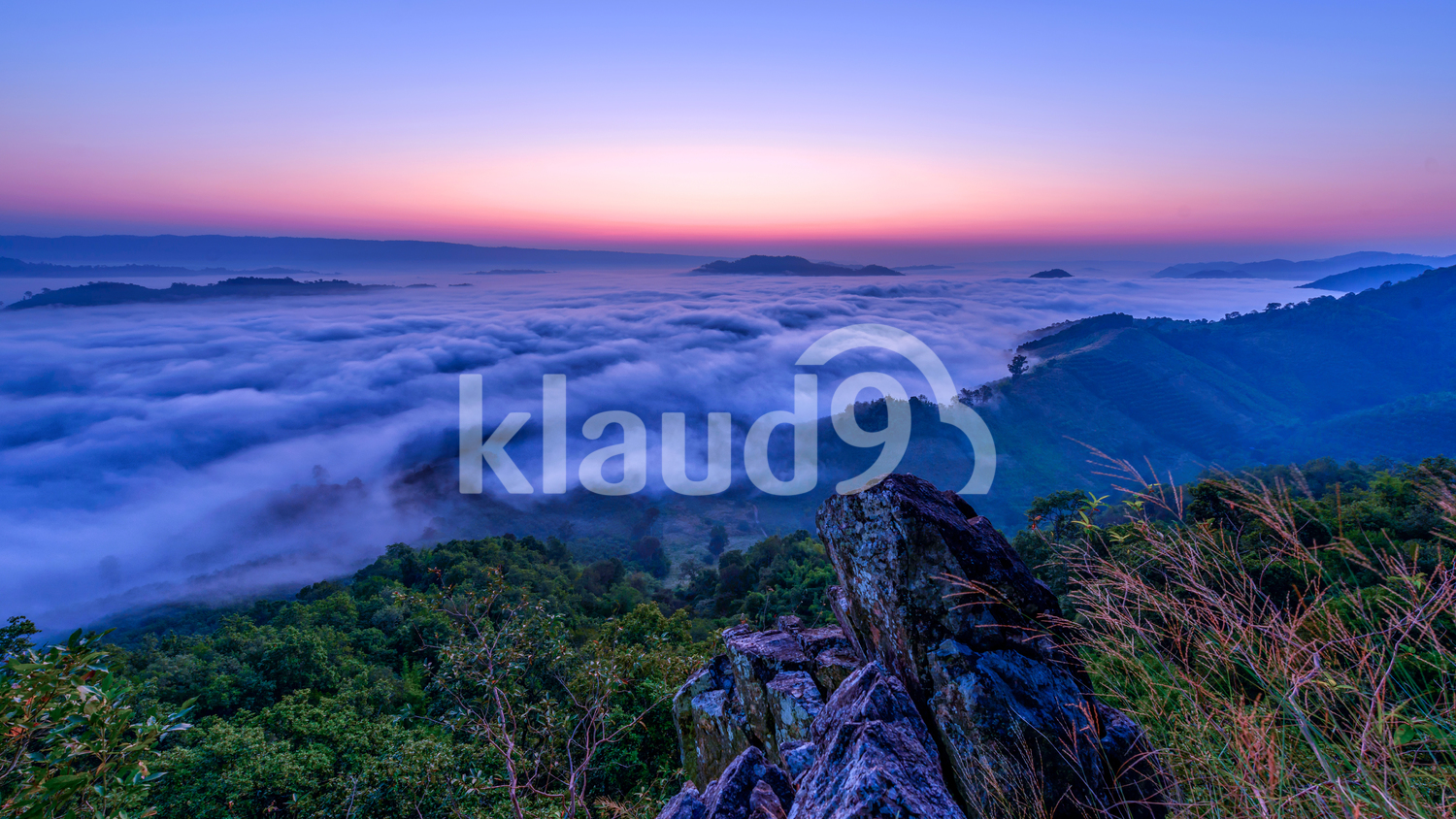 landscape under mist in the morning in Nhongkhai,Thailand