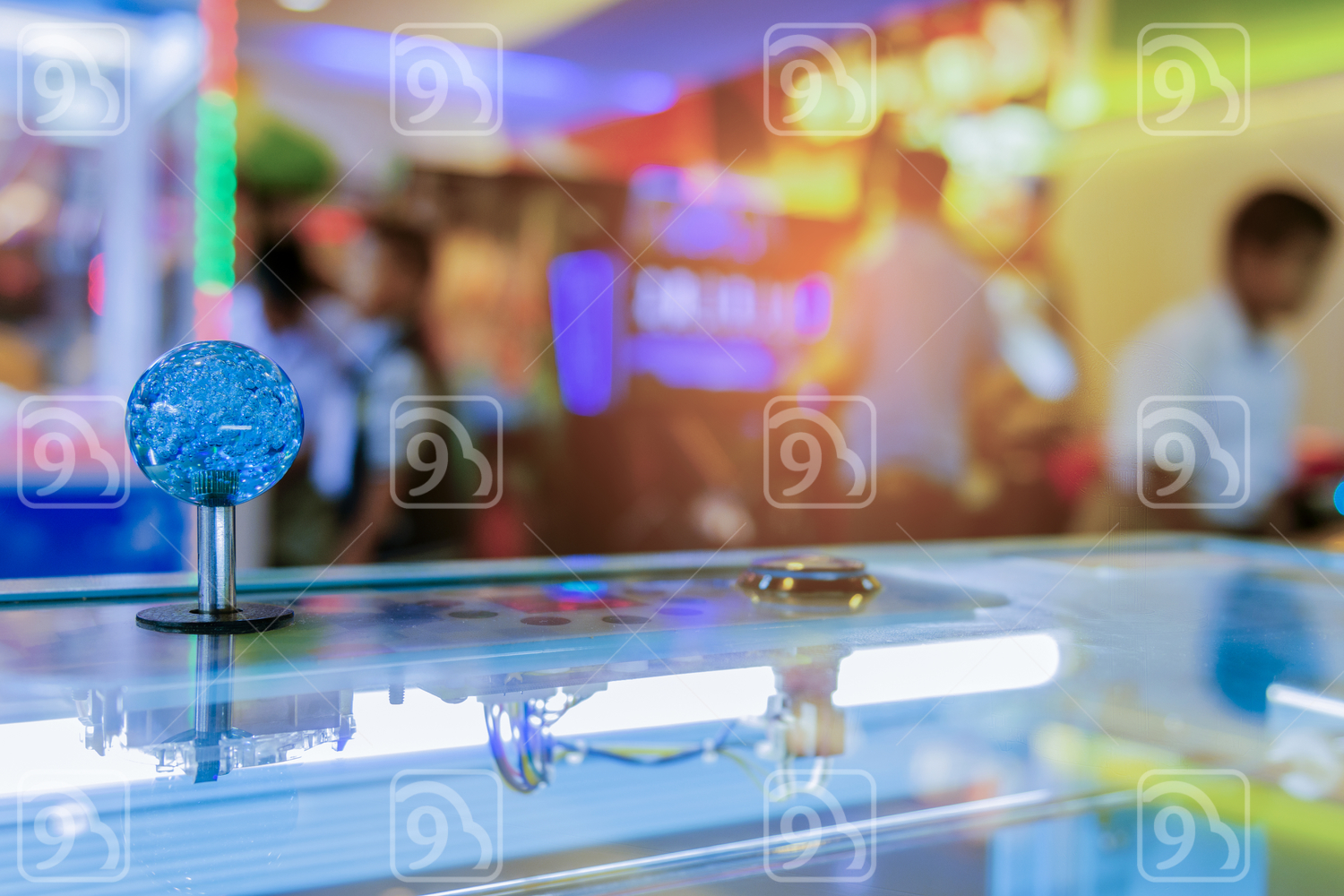 Close up of Joystick in an arcade 