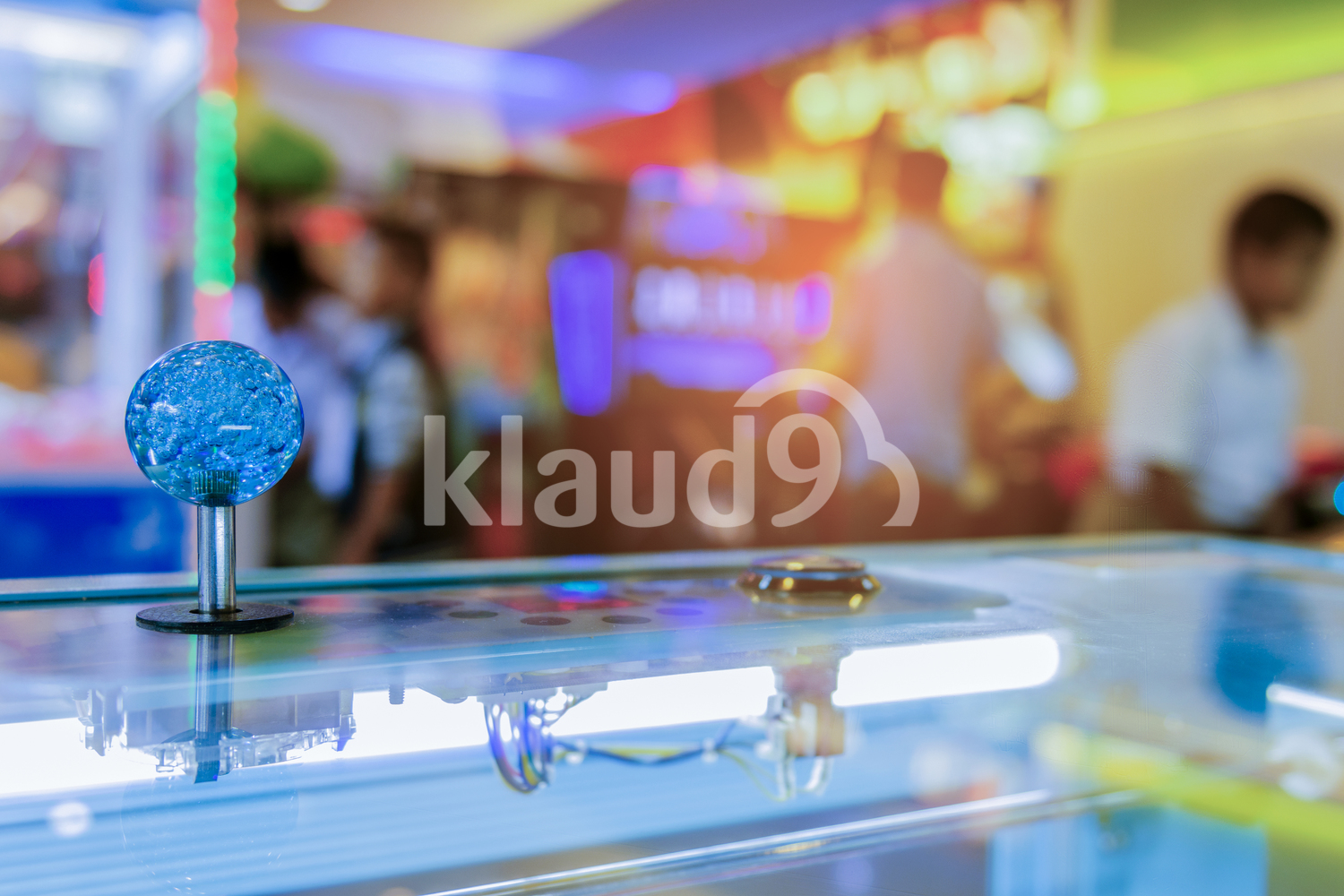 Close up of Joystick in an arcade