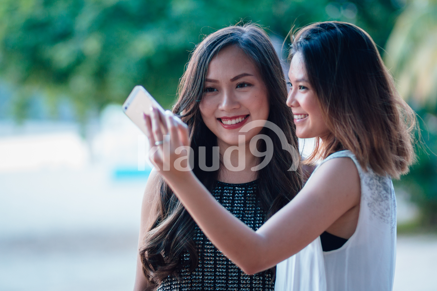 Taking a selfie by the pool 
