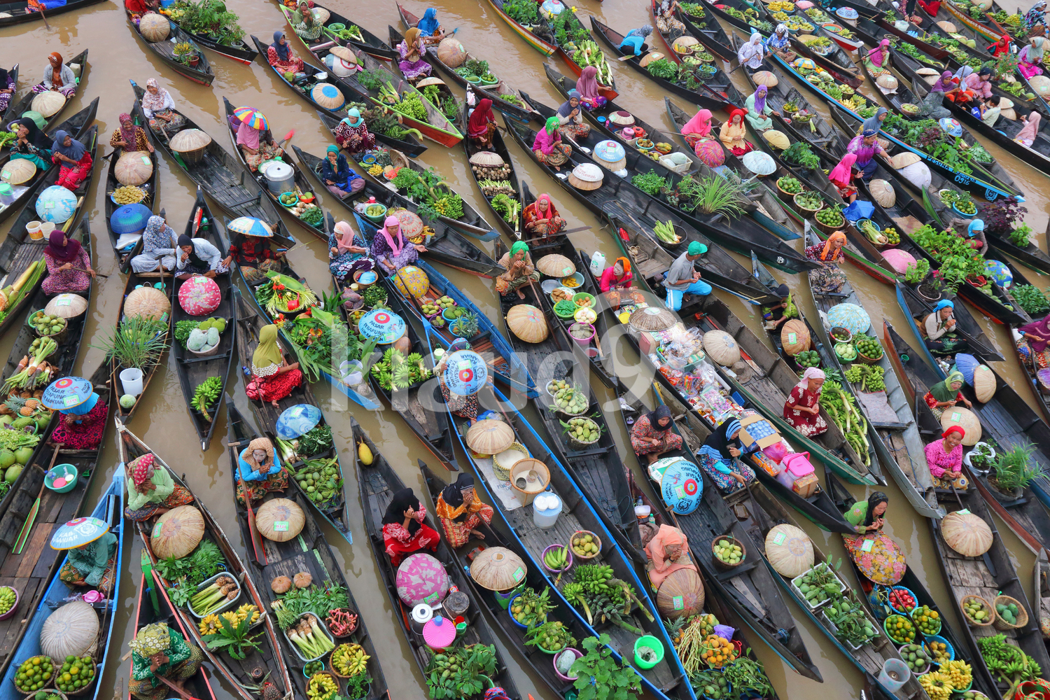 Jukungs (Floating Market) in Indonesia