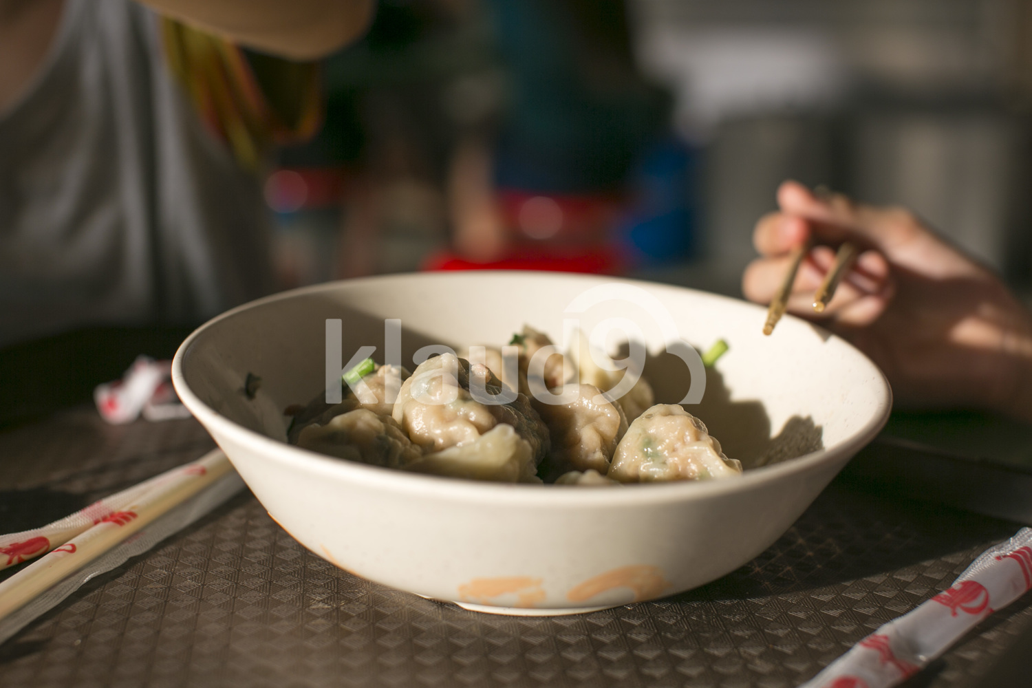 Dumplings on a hawker centre table