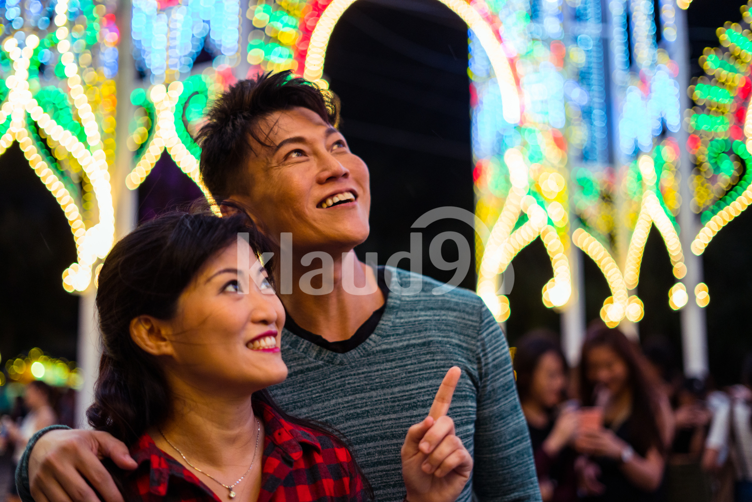 Married couple out on a Christmas date