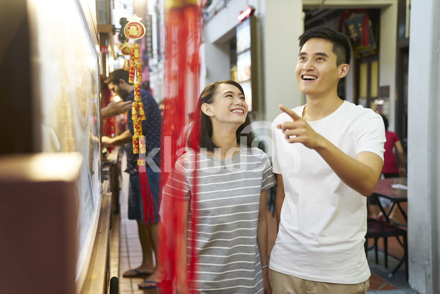 Young couple ordering food