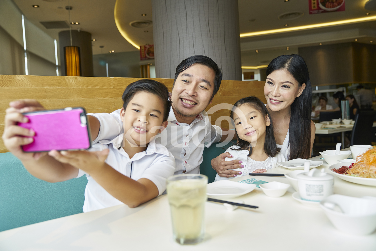 Happy family taking a selfie