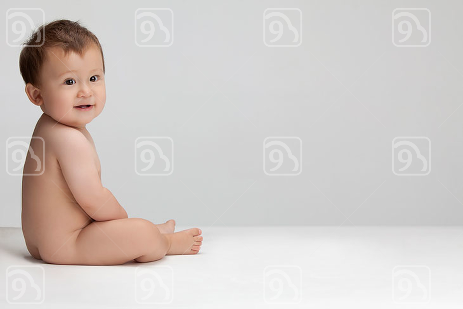 Studio shot of a cute Chinese baby boy 