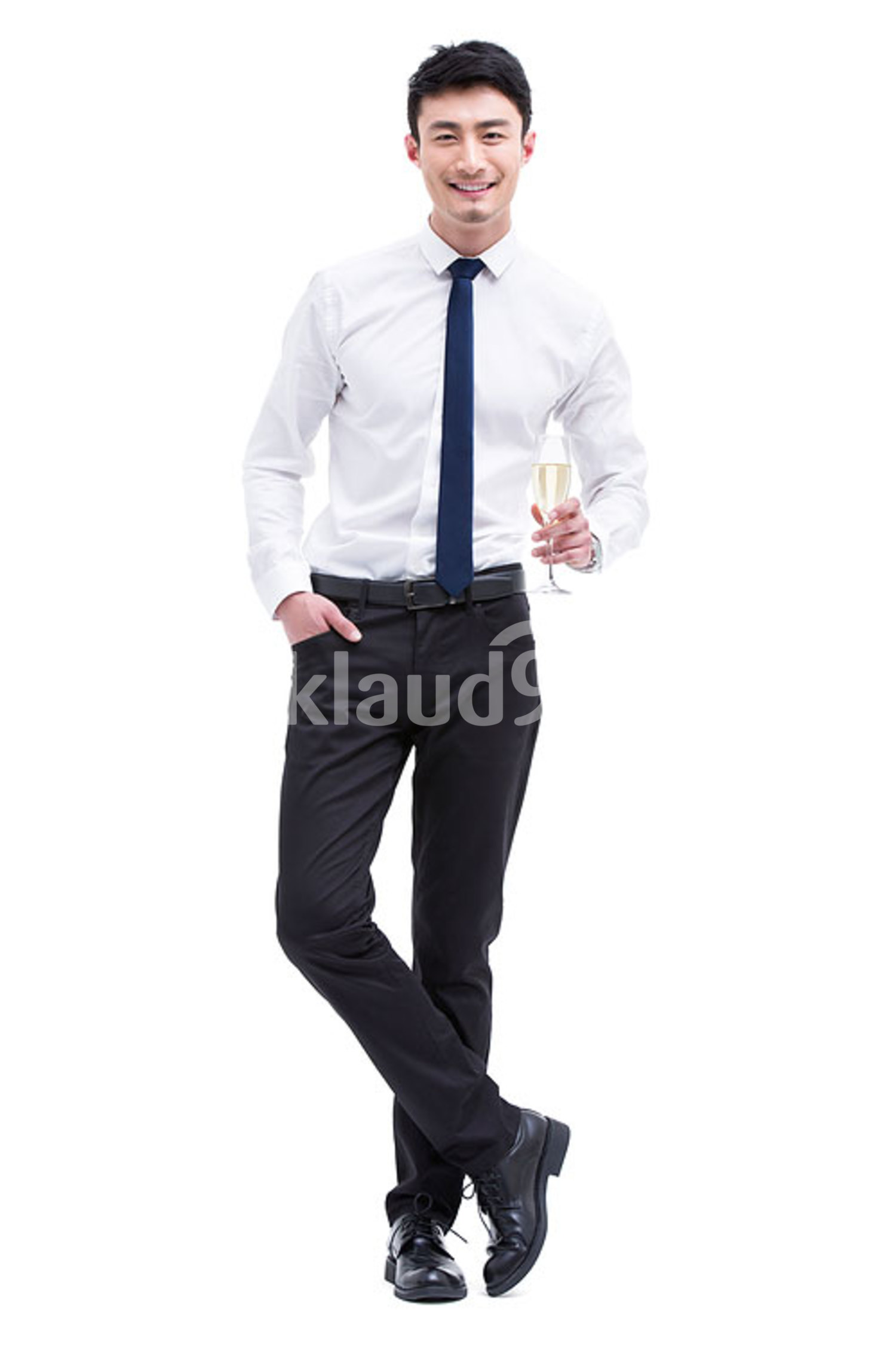 Fashionable Chinese businessman with champagne