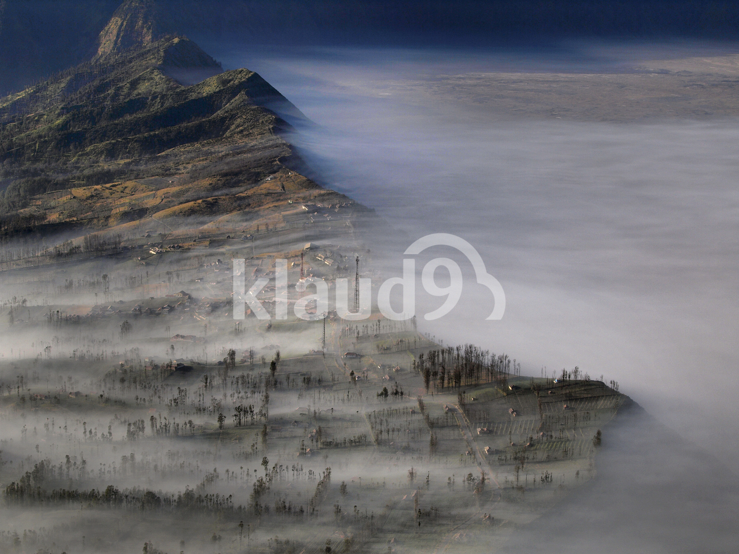 Ngadisari Village of Bromo in a foggy morning
