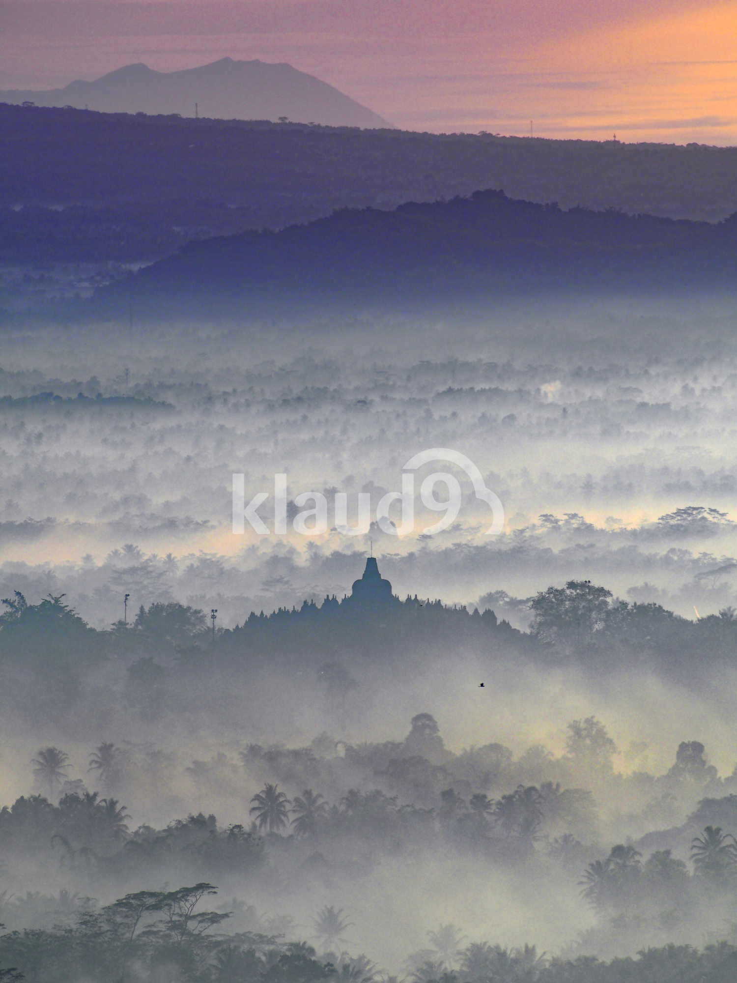 Borobudur in an orange morning
