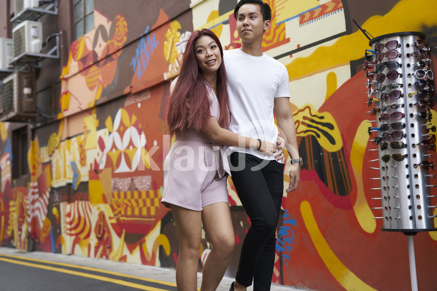 Beautiful couple exploring Haji Lane, Singapore