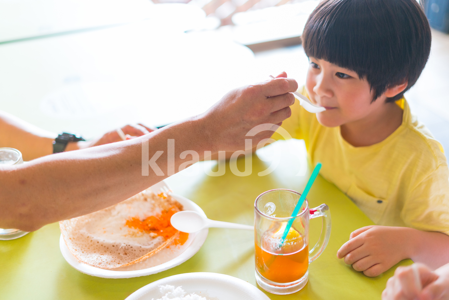 Family eating  delicacies  