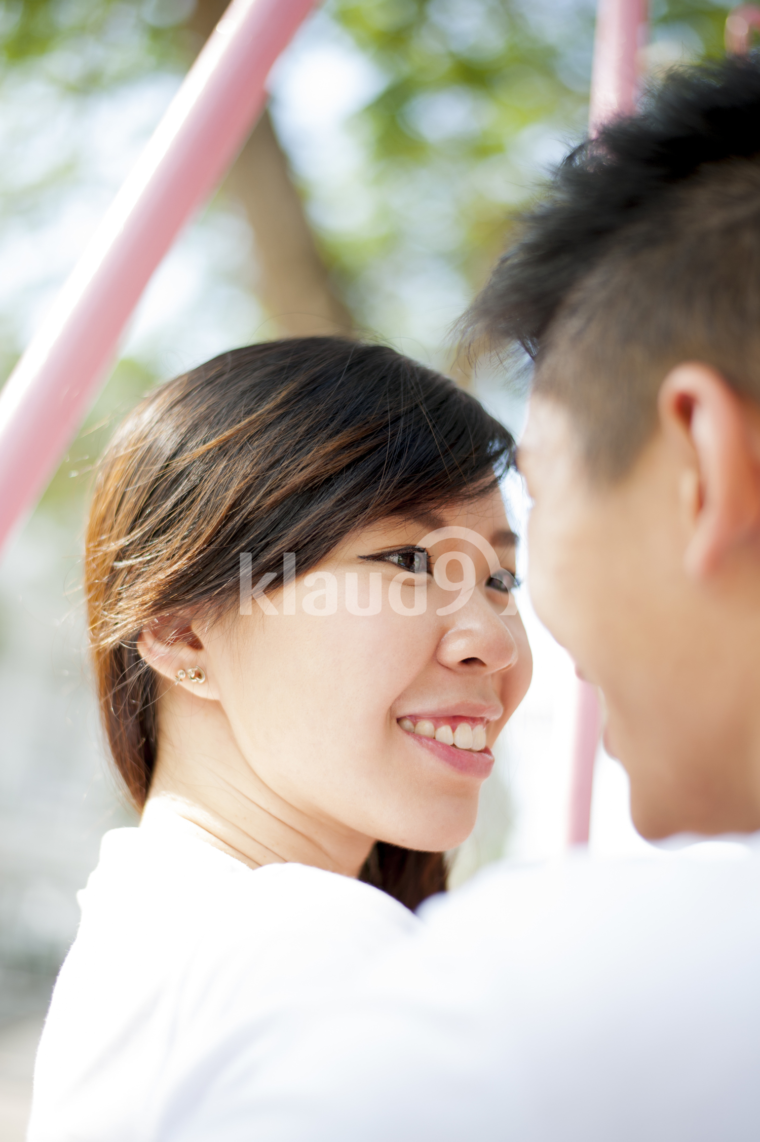 Beautiful woman out on a date at a park