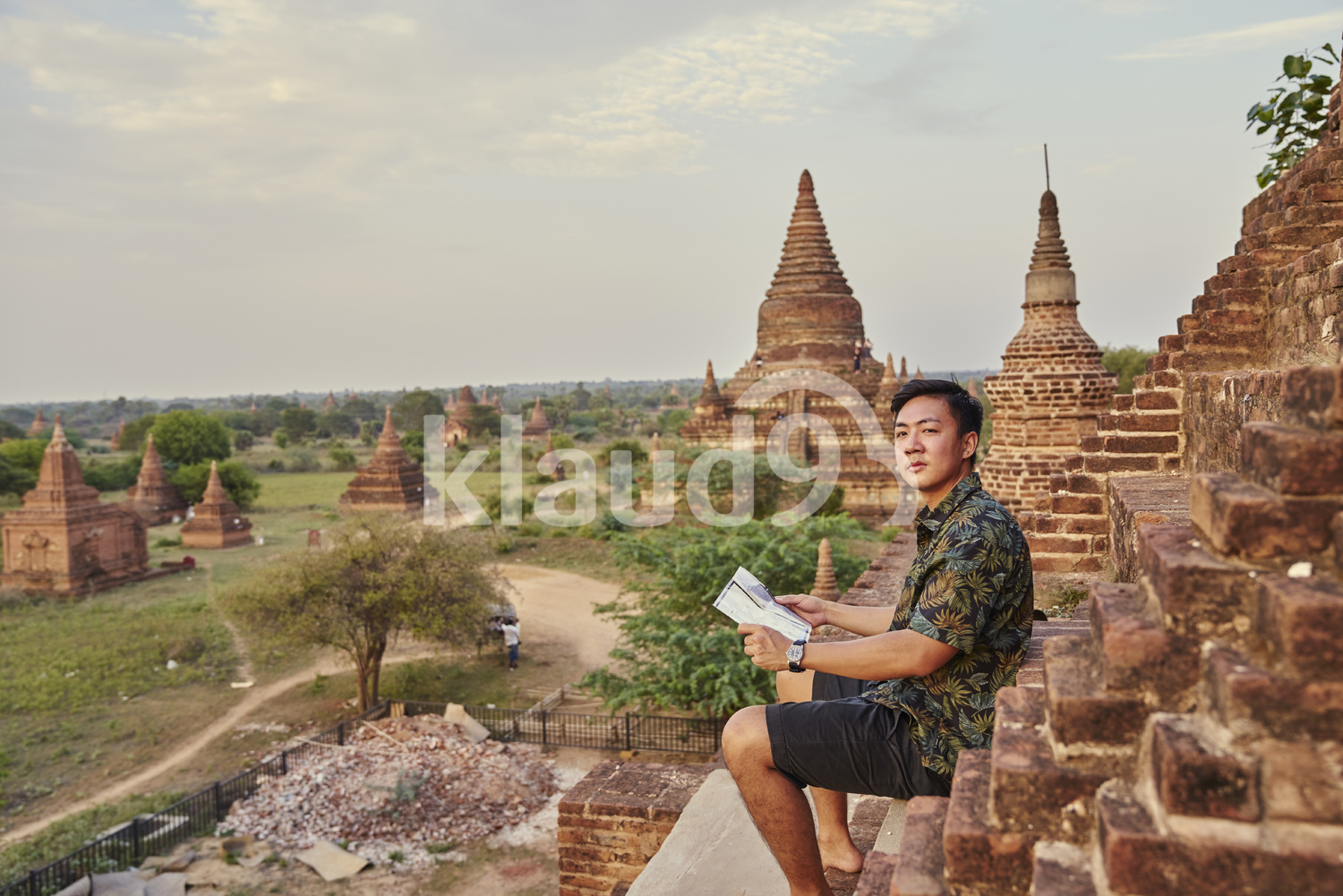Young Man Chilling Around The Ancient Pyathadar Temple, Bagan, Myanmar