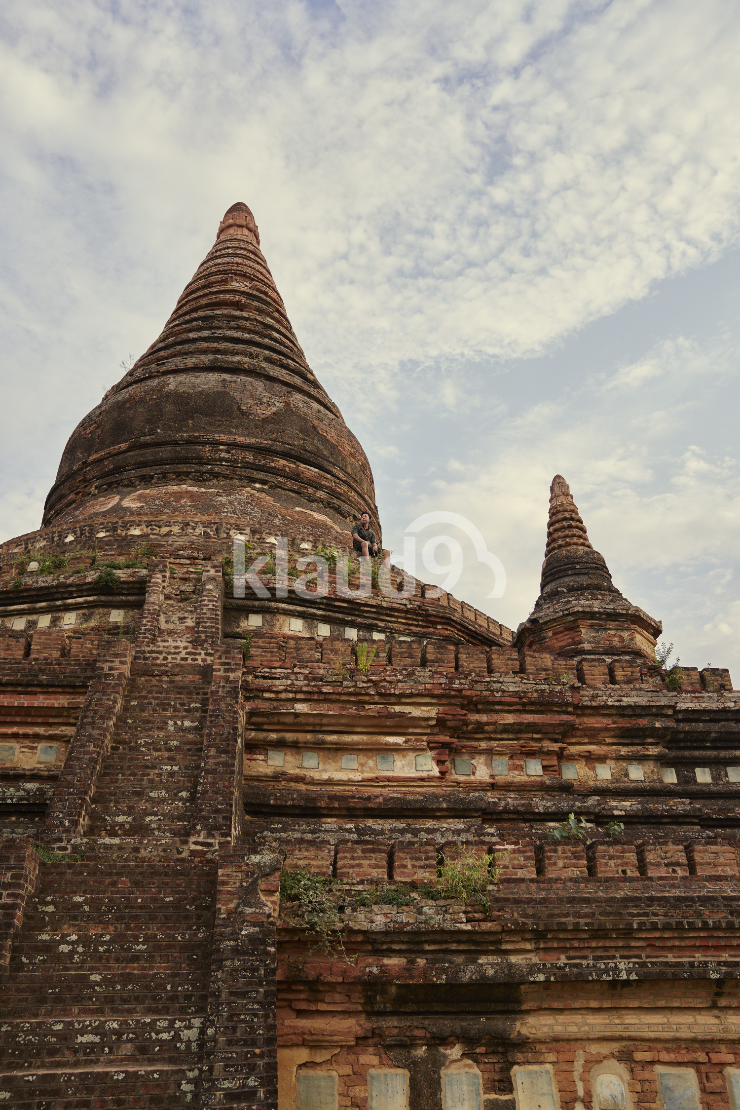 Young Man Traveling Around The Ancient Pyathadar Temple, Bagan, Myanmar