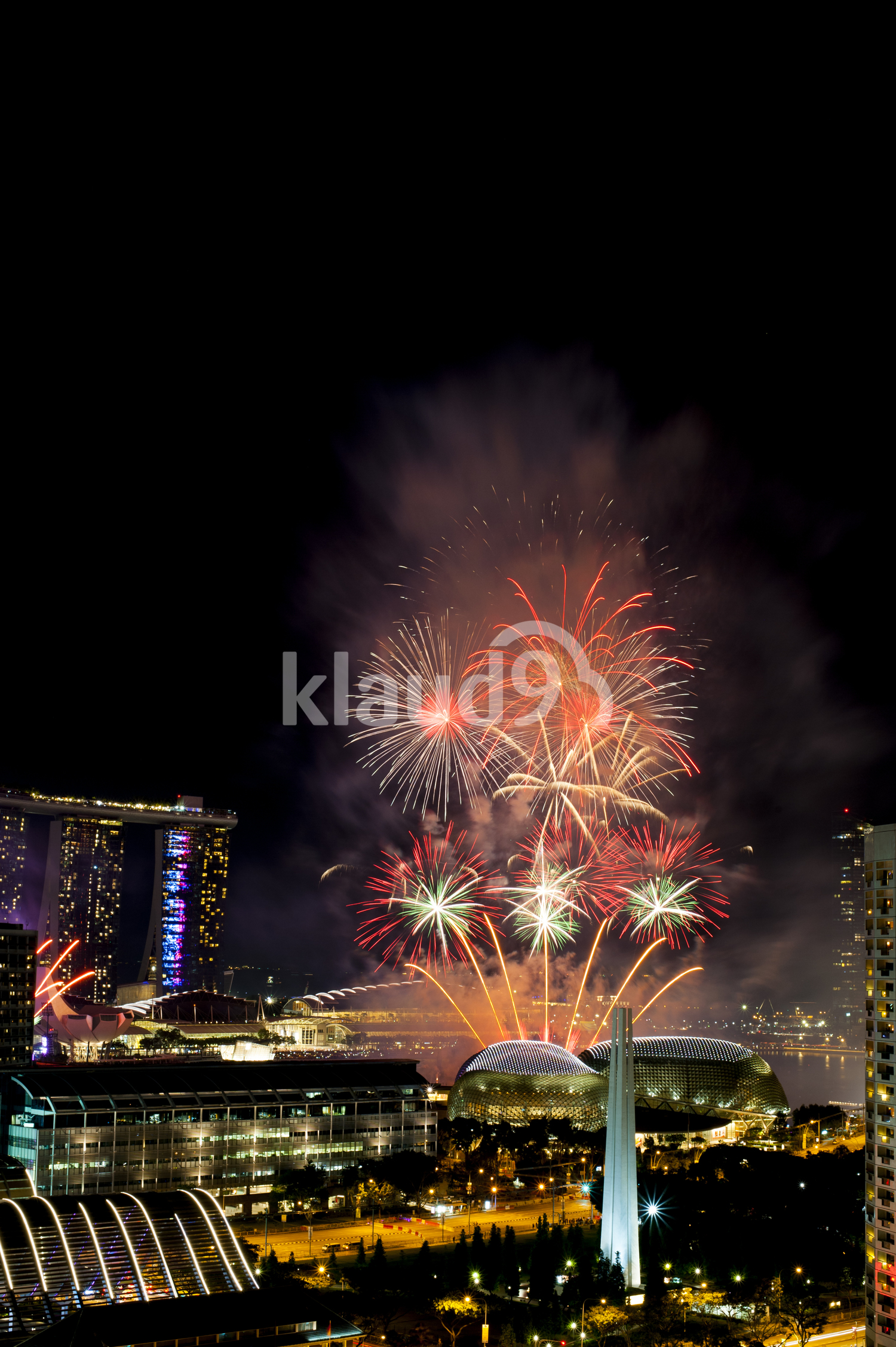 Spectacular fireworks in the city.