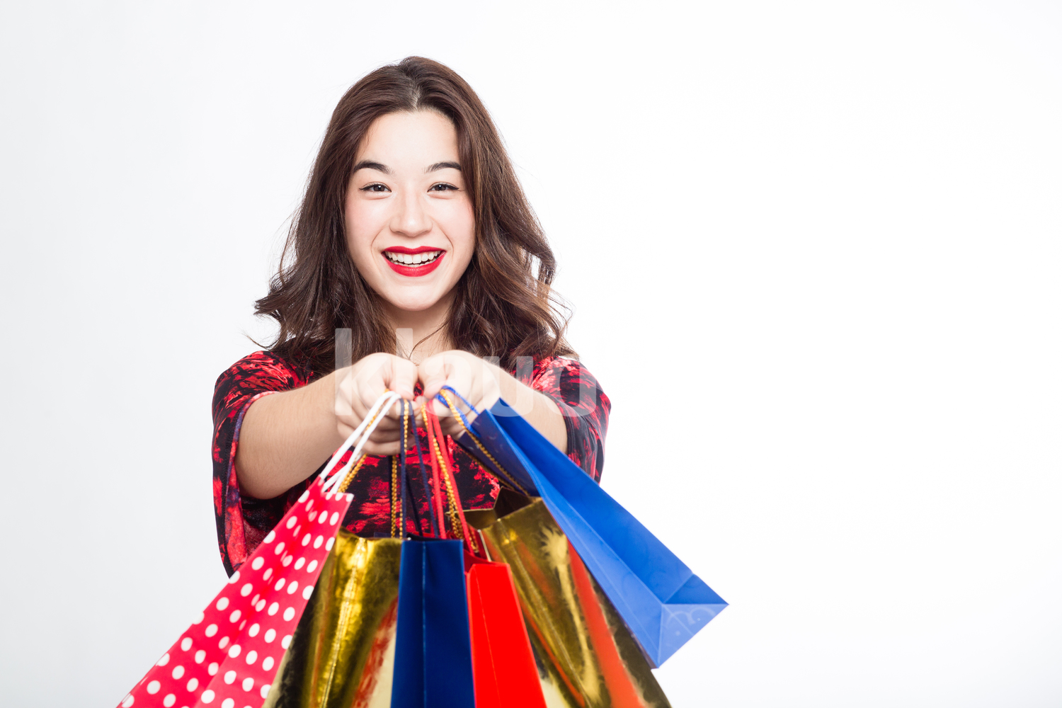 Eurasian Woman with Shopping Bags
