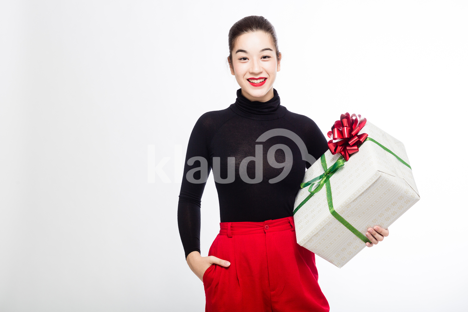 Eurasian Woman with a Big Present