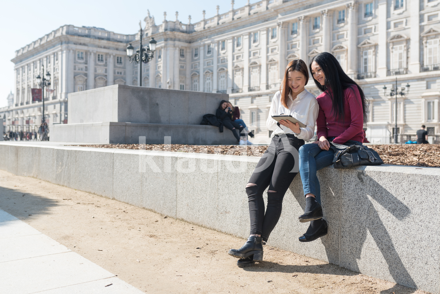 Happy Asian women in Madrid