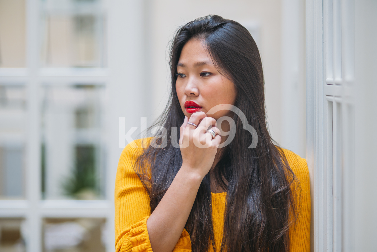 Long Hair Chinese woman looking away
