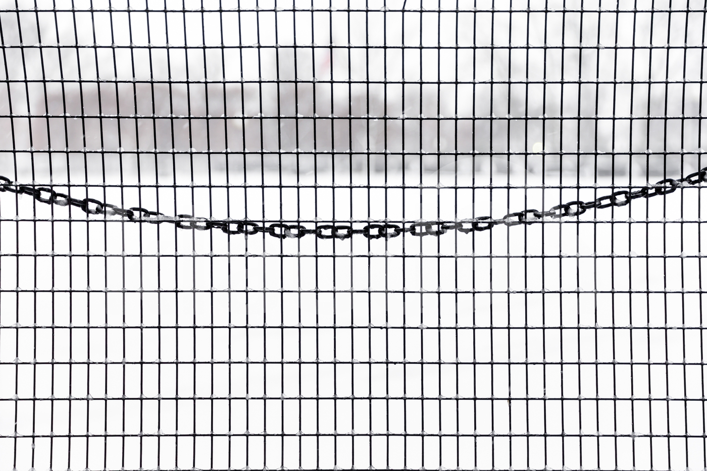 Fence and Chain Under Snow