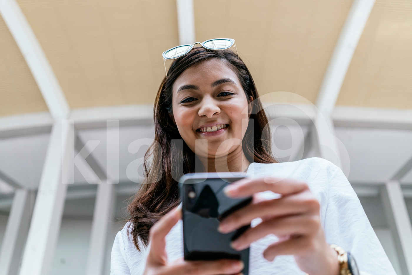 Woman using smartphone