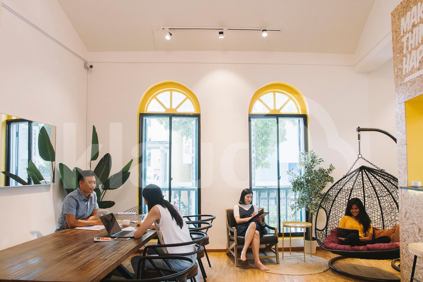 Asian co-wokers in co-working space