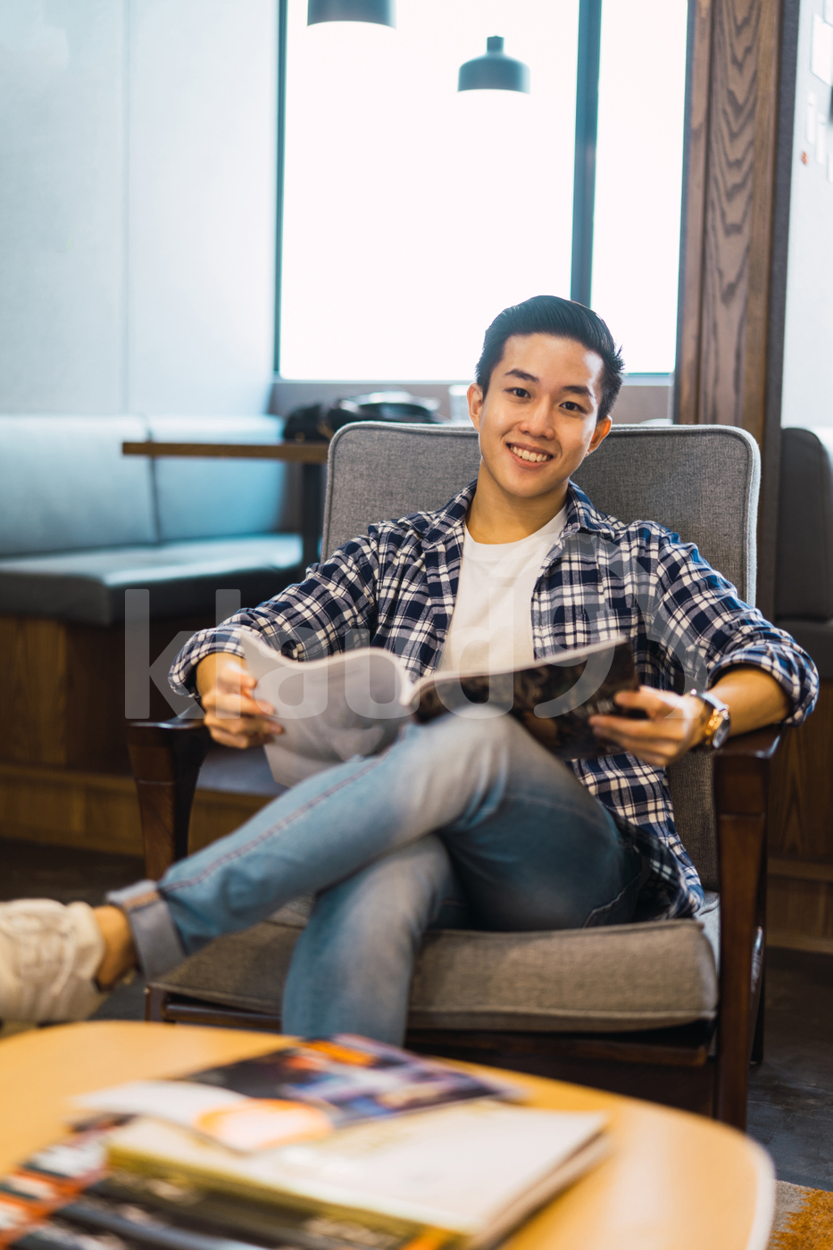 Asian man sitting in the office