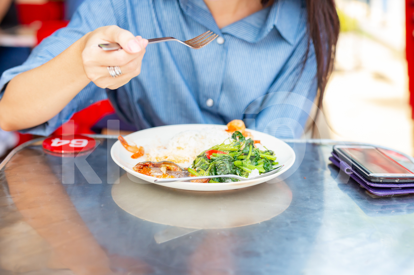 Woman having lunch