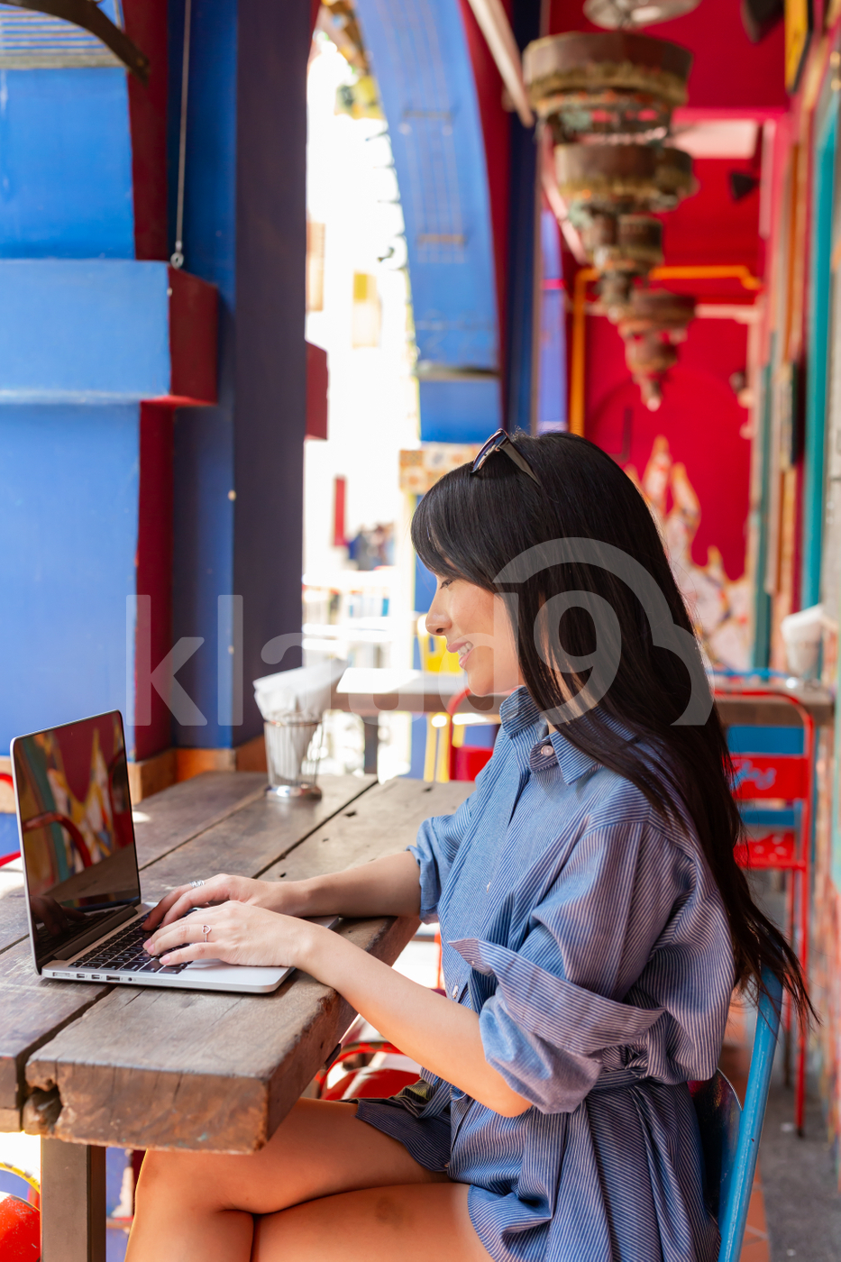 Asian woman working with laptop