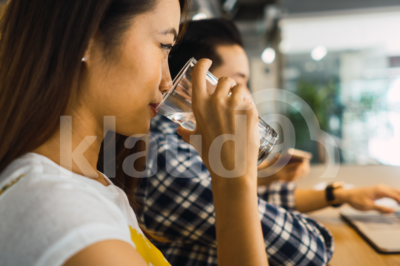 Asian woman working