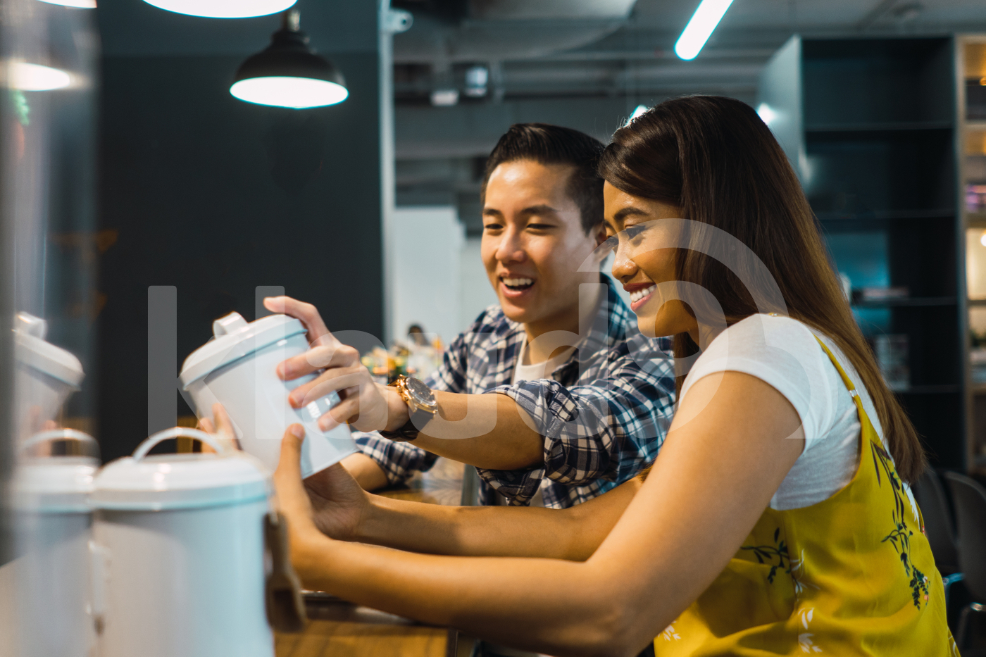 Asian woman working in a co-working space